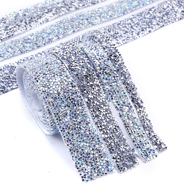 4 Colors Self-adhesive Rhinestones Trim Glitter Crystal Tape Strass Ribbon  Chain For DIY Crafts Bags Shoea Clothing Decorations - AliExpress